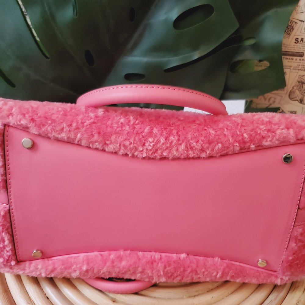 NWT Kate Spade Mimi Medium Faux Fur Pomegranate Smooth Leather Satchel Hand Bag - Picture 8 of 8